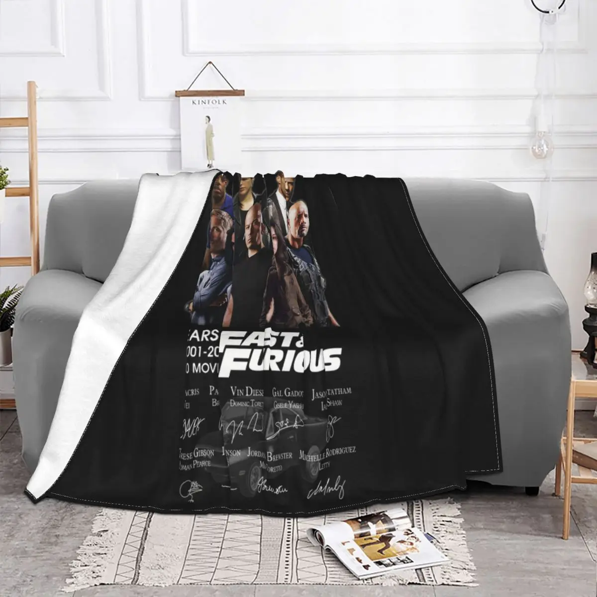 Fast Furious Years Of 2001 2020 10 Movies Signature Men Women Black Swea Women Men Throw Blanket