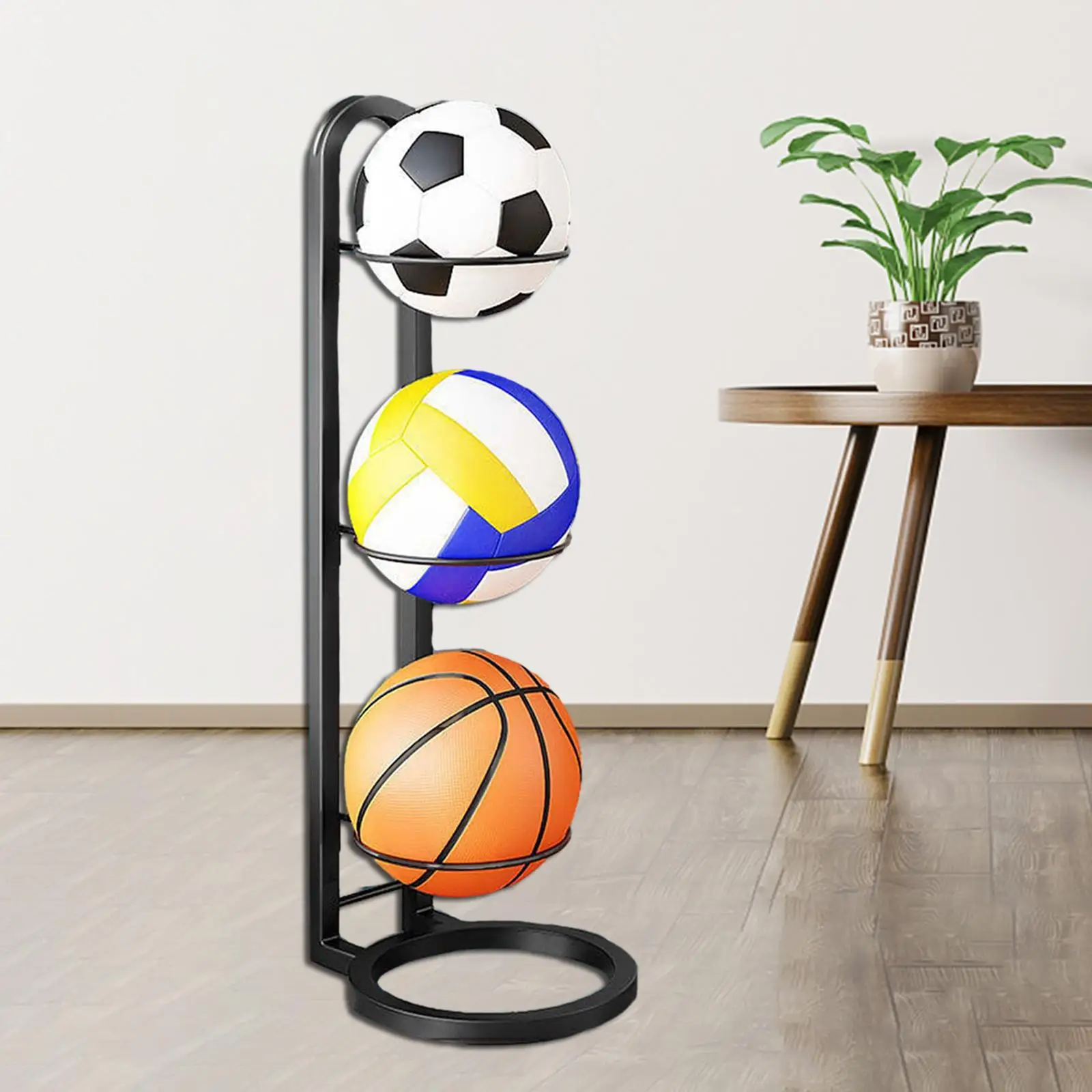 Basketball Ball Storage Rack Home Garage Multi Tier Carbon Steel Save Space Vertical Display Shelf for Soccer Volleyball