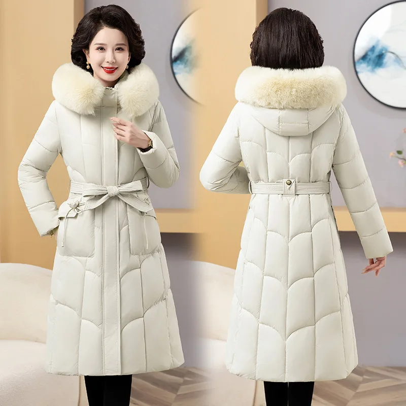 2024 New Korean Down Cotton Coat Women Long Winter Puffer Parkas Thicke Warm Hooded Cotton-Padded Jacket High-Quality Overcoat