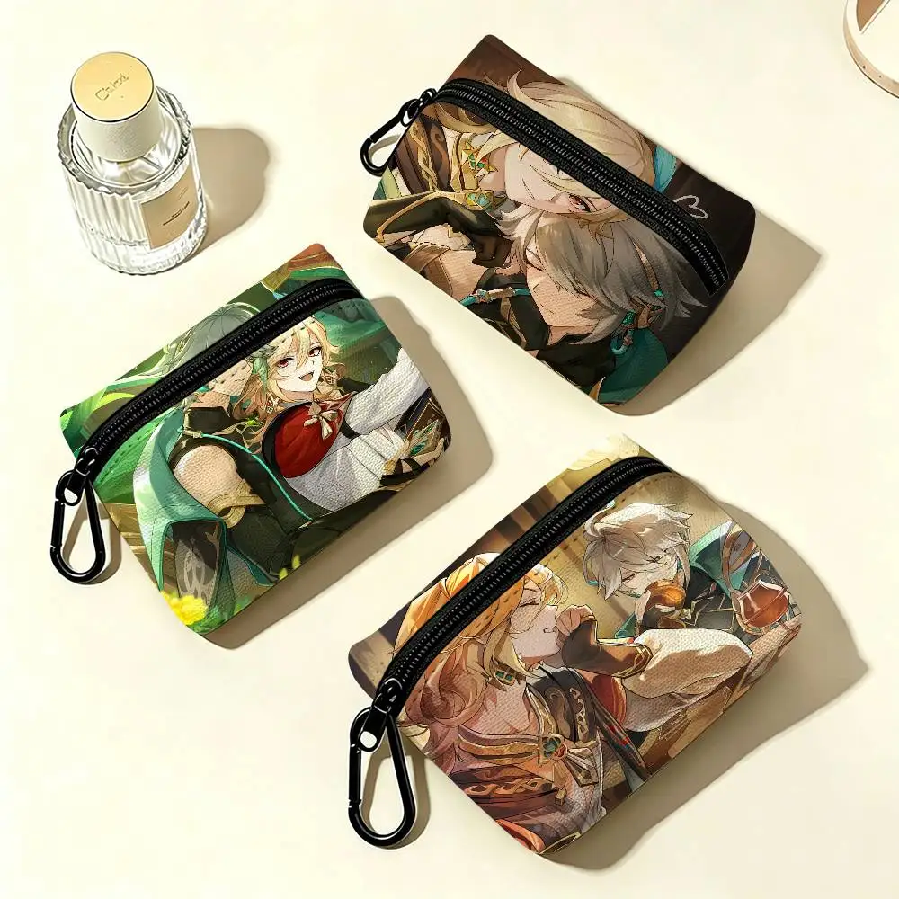 Genshin Impact Kaveh Alhaitham Oxford Fabric Mini Coin Wallet Smooth Zipper Hanging Design Multi-use Small Storage Bag