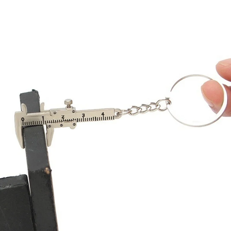 Portable Mini Metal Ruler Vernier Caliper Ruler Key Chain Movable Vernier Caliper Ruler Model Keychain Creative Gift