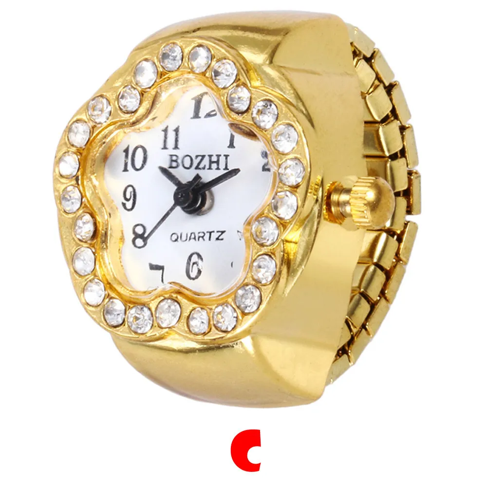 Vrouwen Ring Horloge Diverse Grafische Wijzerplaat Quartz Analoog Horloge Creatief Roestvrij Staal Band Cool Quartz Vinger Ring Horloge