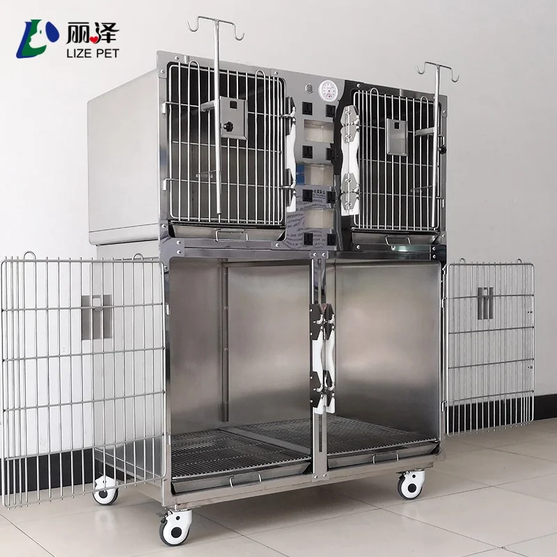 Lize Direct Heavy Duty Stainless Steel Simple Animal Pattern Power Supply Version Inpatient Oxygen Cage Pet Infusion