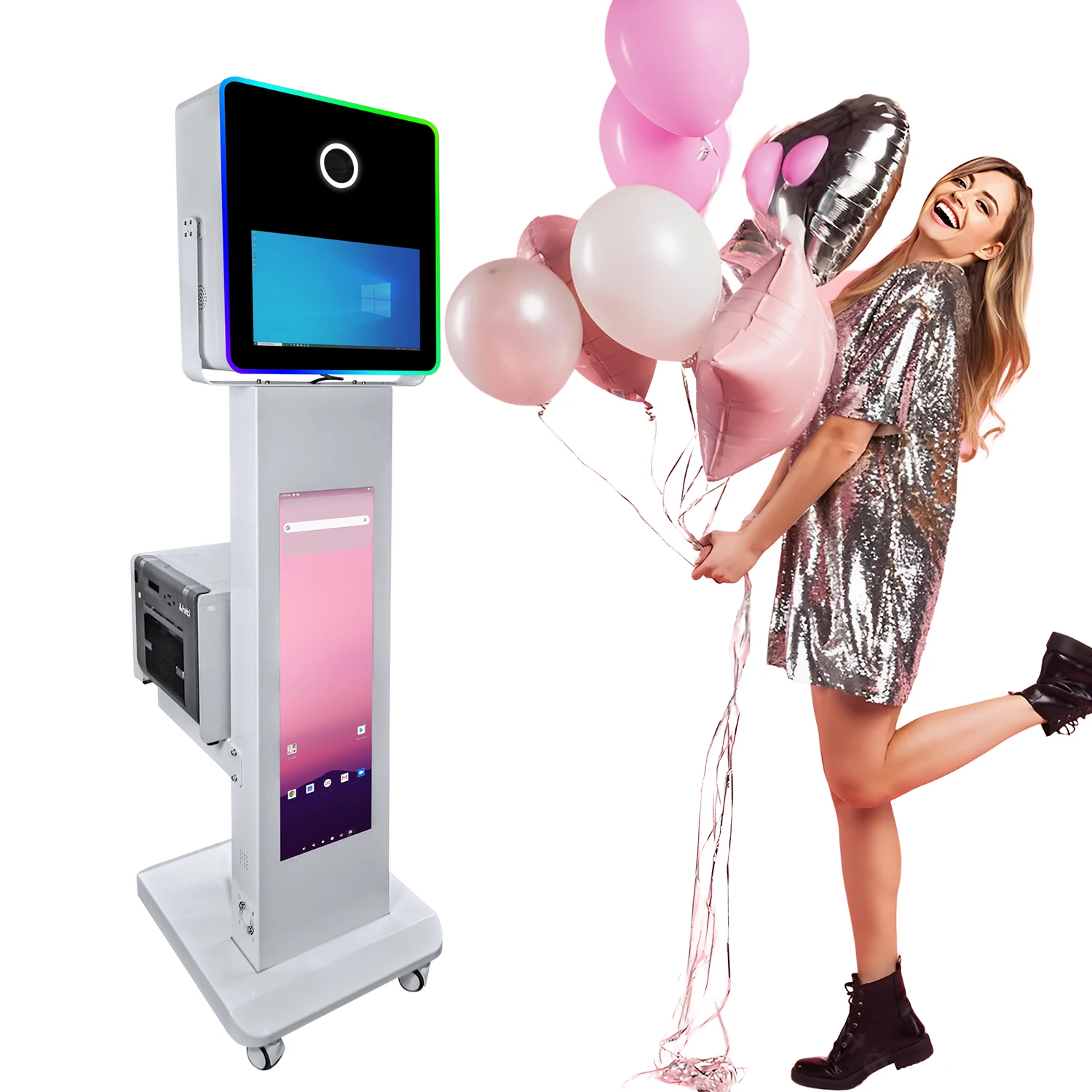 

Magic Mirror Photo Booth for DSLR Camera with 15.6inch Touch Screen 29in LCD Screen Selfie Photobooth Machine for Parties Events