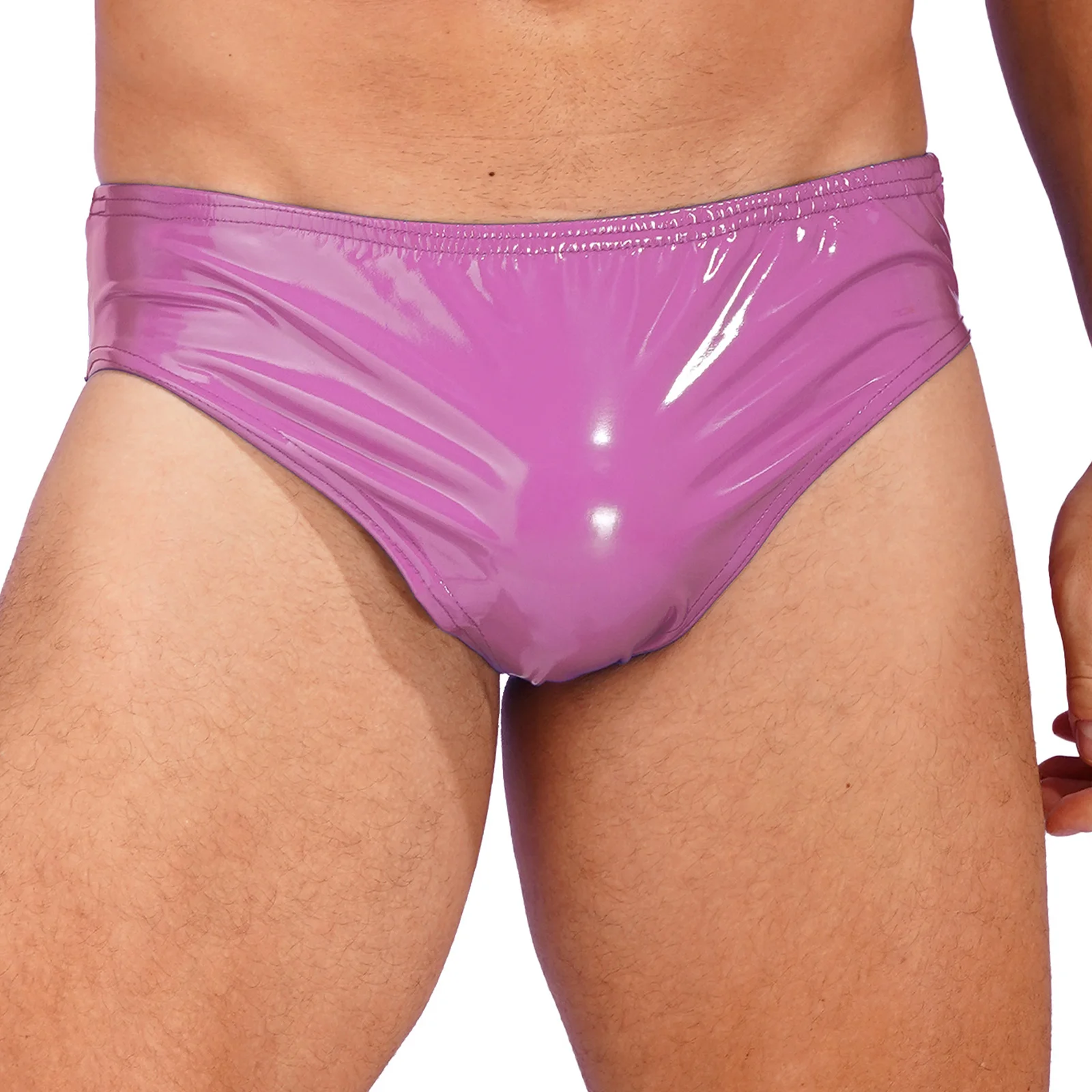 Mens Patent Leather Briefs Latex Panties Wet Look Underwear Club Dancing Performance Elastic Waistband Underpants