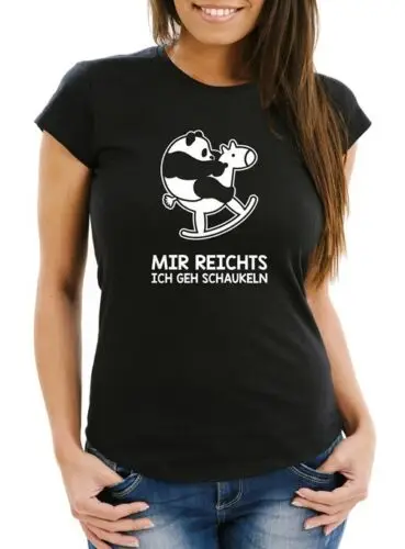 Damen T-Shirt Panda Mir reichts ich geh schaukeln Fun-Shirt Slim Fit Moonworks®