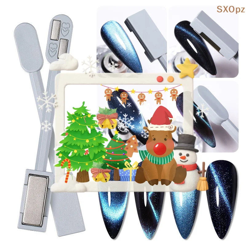 

Магнитная палочка «кошачий глаз», магнитный куб, двуглавые ногти, сильный дизайн ногтей для УФ-гель-лака, дизайн ногтей, эффект блеска