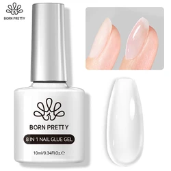 BORN PRETTY 10ML 8-in-1 Clear Glue Gel for Nail Apex and Extension Strengthener Nail Glue Gel Hard Gel Base Rhinestone Nail Gel