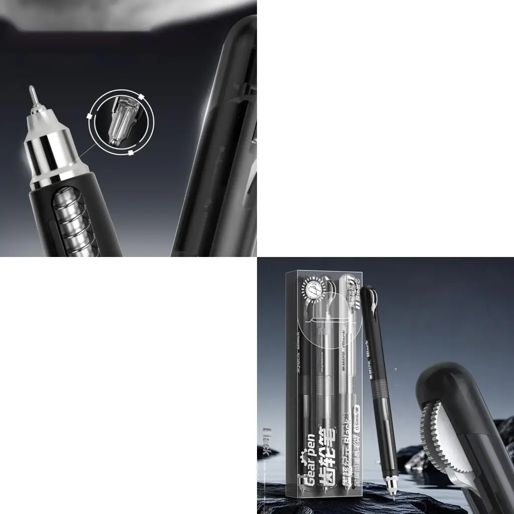 3Pcs Press Button Gel Pen 0.5mm Tip Fade Proof Smooth Writing Multipurpose