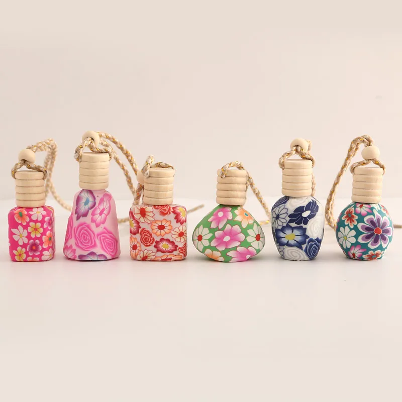 10pcs/lot Clay Glass Perfume Bottle Travel Polymer Clay Fimo Empty Spray Scent Bottle Pump Case Random Color