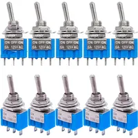 10Pcs DIY Toggle Switch ON-OFF-ON / ON-ON 3Pin 3 Position Latching MTS-103 MTS-102 AC 125V/6A 250V/3A Power Button Switch Car