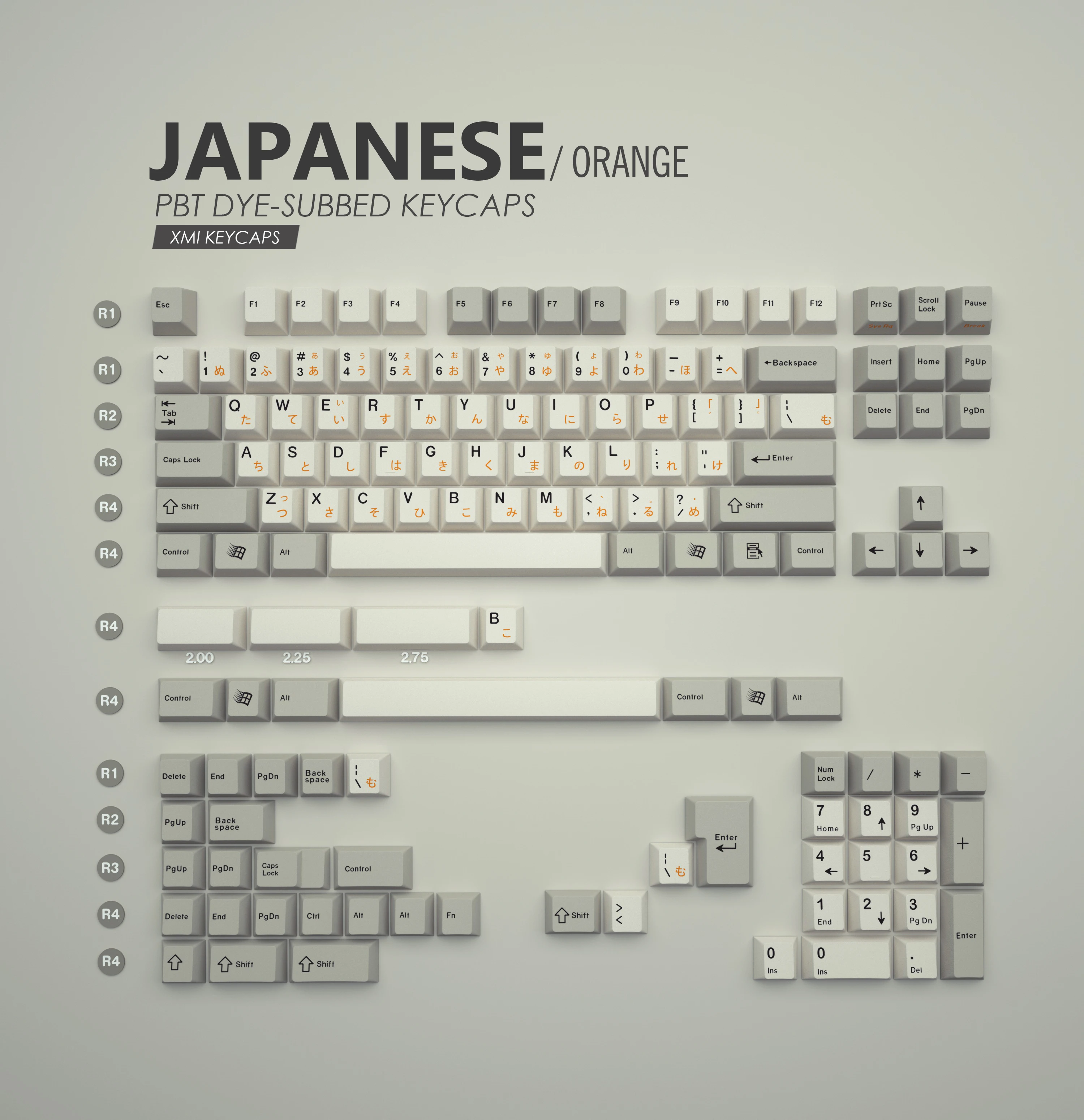 xmi xiami teclado mecanico keycaps japones japao pbt dye sub classico cinza e branco retro 01