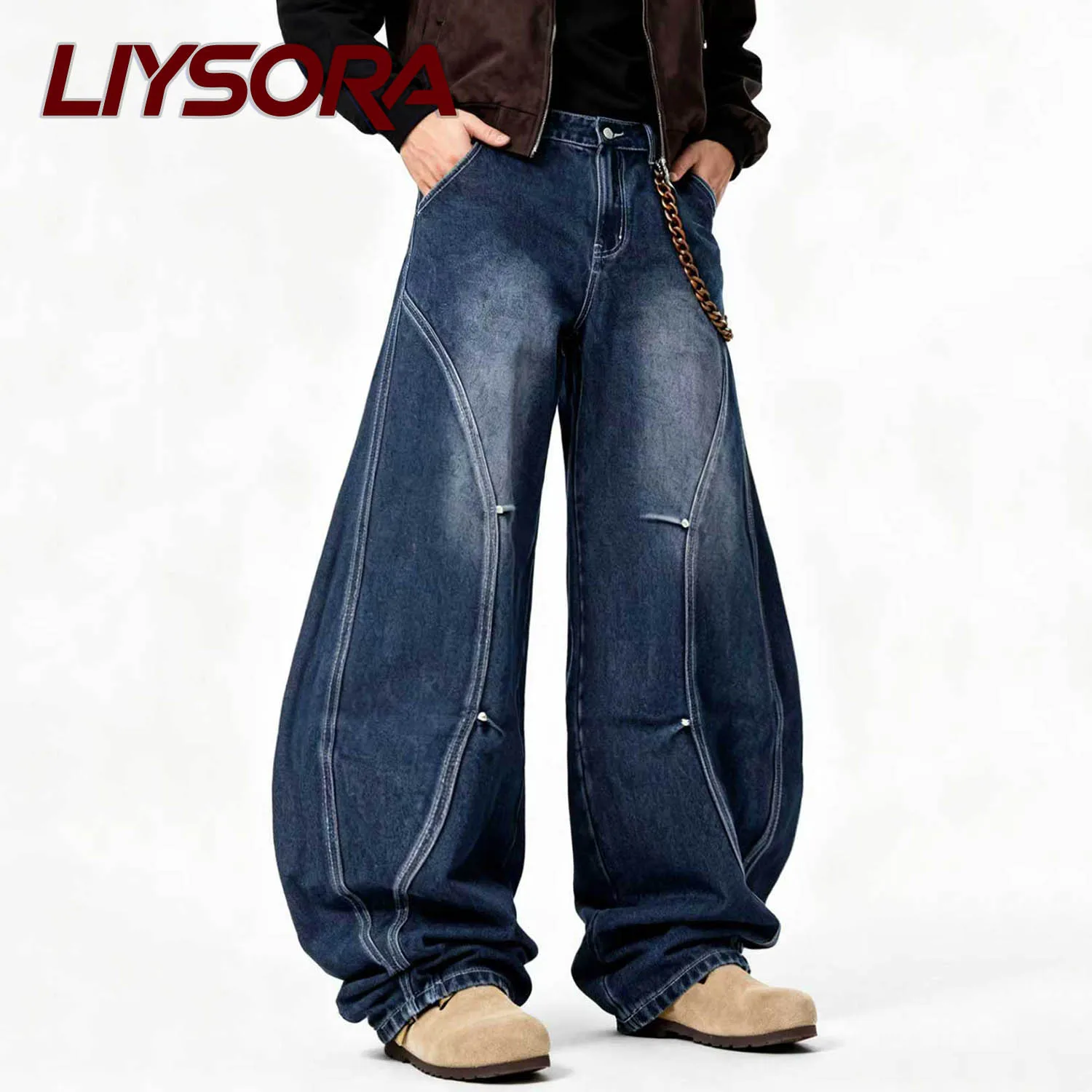 

Korean Youth Baggy Casual Wide Leg Jeans Street Men's Clothes American Retro Loose Denim Pants Machete Wide Leg Jeans Unisex