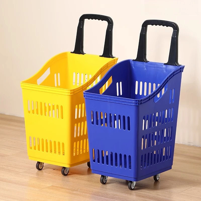 Supermarket basket Shopping Plastic push-pull Buy vegetable Laundry Dirty clothes basket Storage