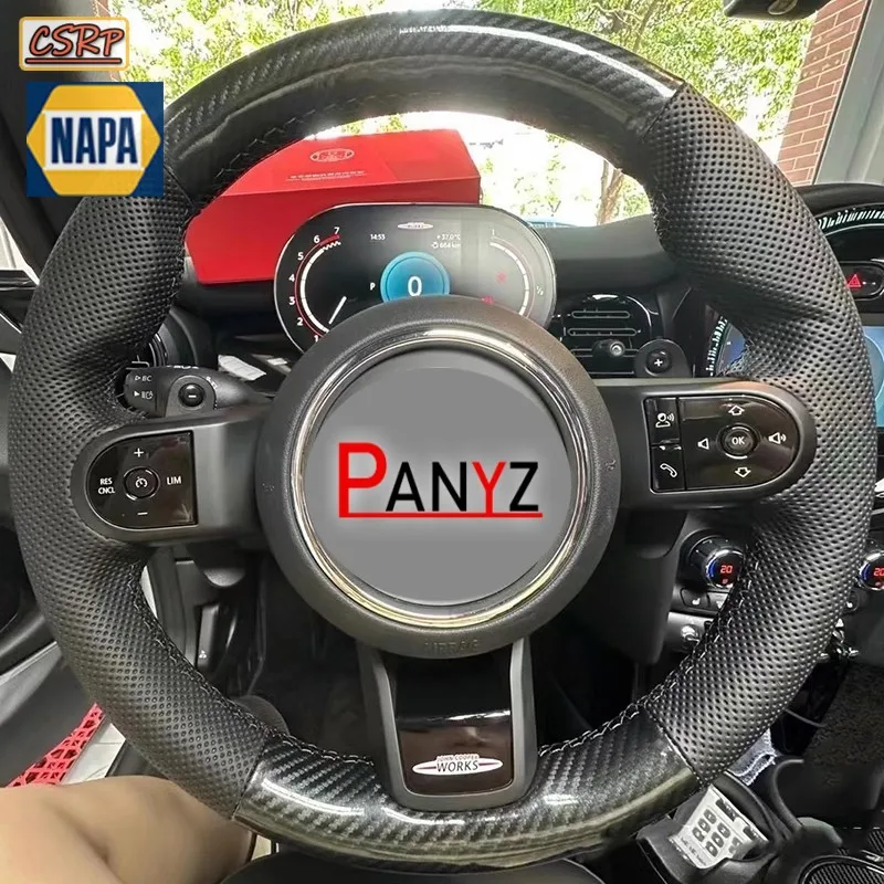 Hand-Stitched Car Steering Wheel Cover for Mini Cooper S F56 F54 F55 F57 F60 2022 2023 2024 Braid Full Coverage Mini Accessory