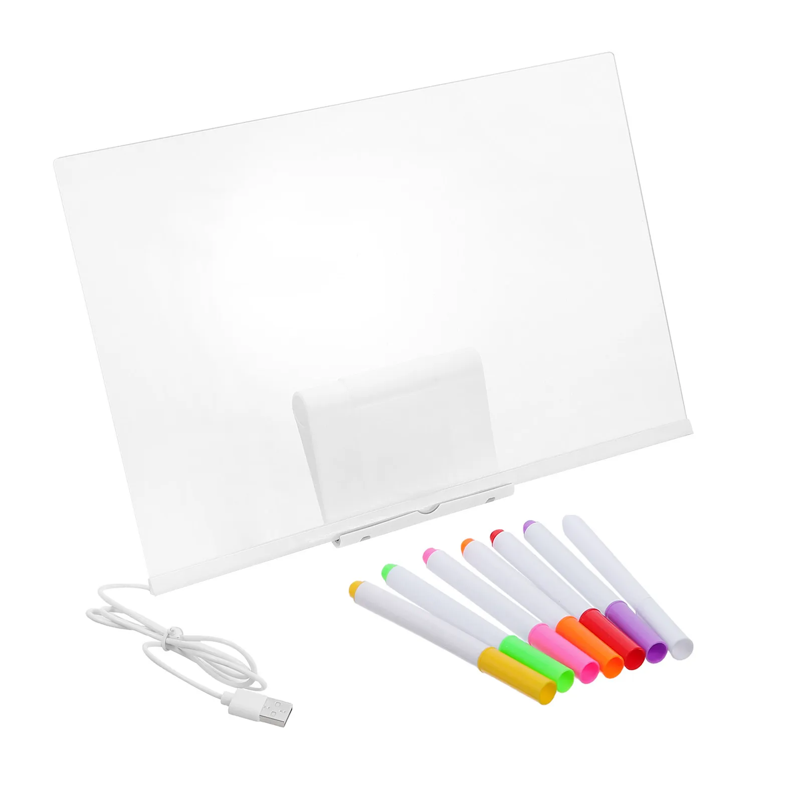 

1Set LED Glowing Acrylic Board USB Powered Rewritable Lighted Dry Erase Message Board for Home Office Glowing Doodle Pad