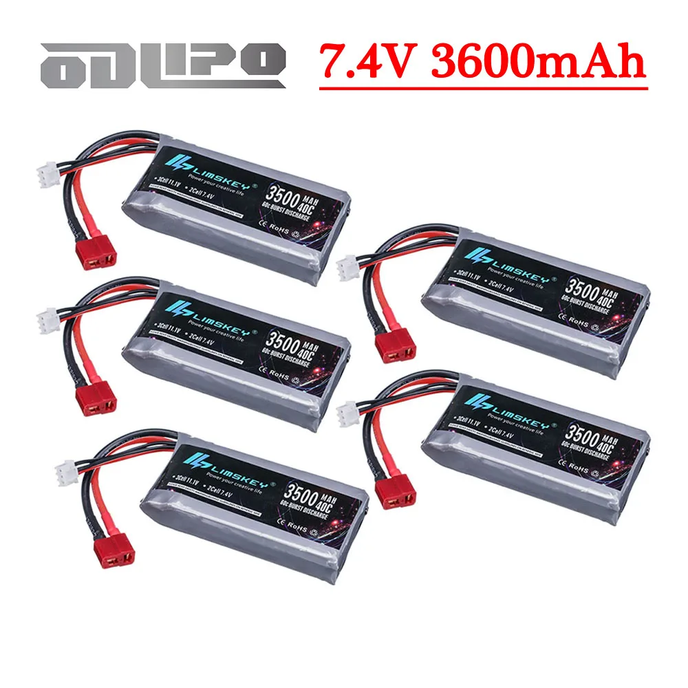 HIGH POWER RC Car Lipo Battery 7.4V 3600mAh Max 60C For Wltoys 12428 12423 RC Car Upgrade part 2s 7.4v Battery for feiyue 03 Q39