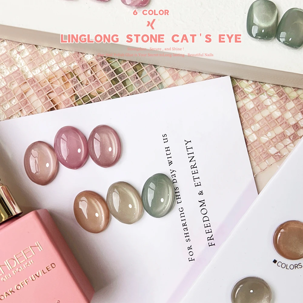 Vendeeni 6 Colors/set Pink Jelly Cat Eye Gel Nail Polish Soak Off UV LED Naked Skin Nail Lacquer Varnish For Nail Art Manicure