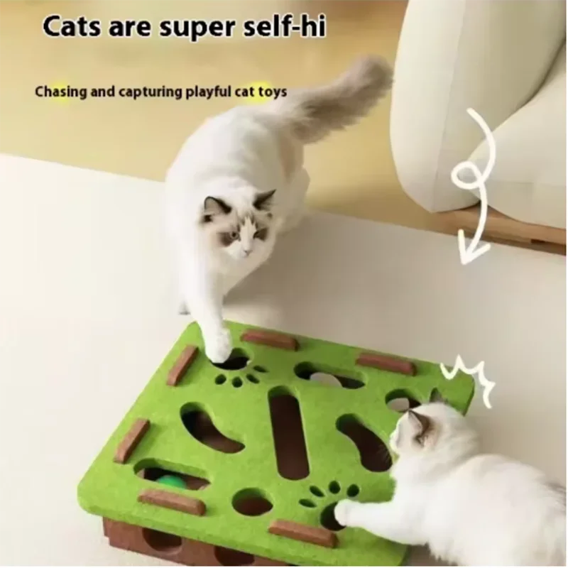 

Interactive Cat Toy Maze Game Teasing Kitten Pet Puzzle with Bell Balls Funny Dig Hole Box Felt Tunnel Self-Entertaining Tool