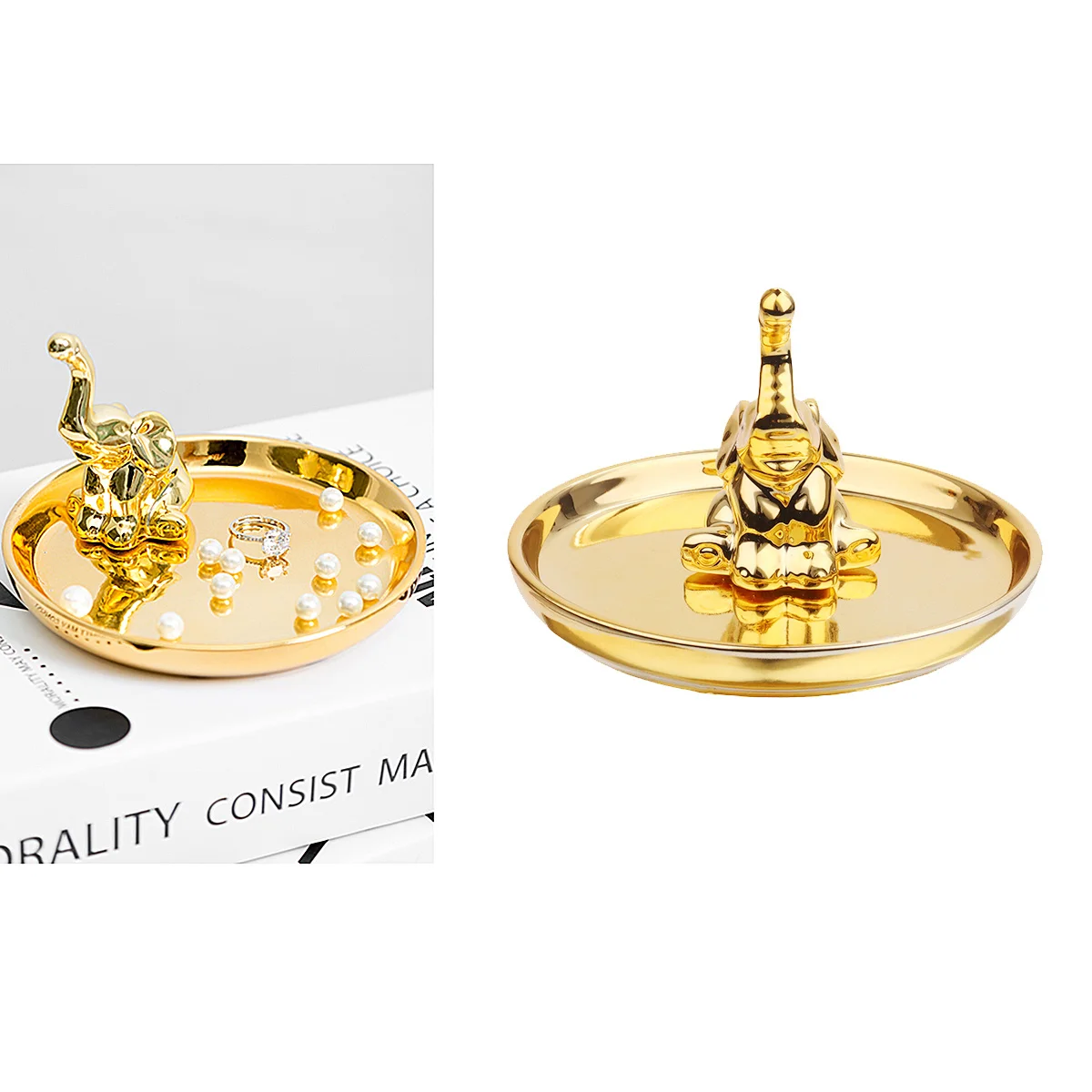 

Plated Elephant Jewelry Tray Durable Creative Ring Earring Key Bracelet Storage Tray Household Jewelry Plate Home Use