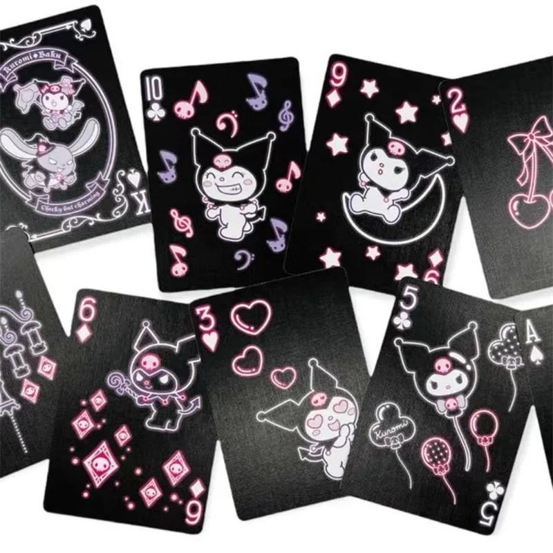 Kawaii Kuromi Playing Cards Anime Figure Kawaii Collection Poker Cute HD Print Playing Card Kids Toys Puzzle Props Girls Gifts