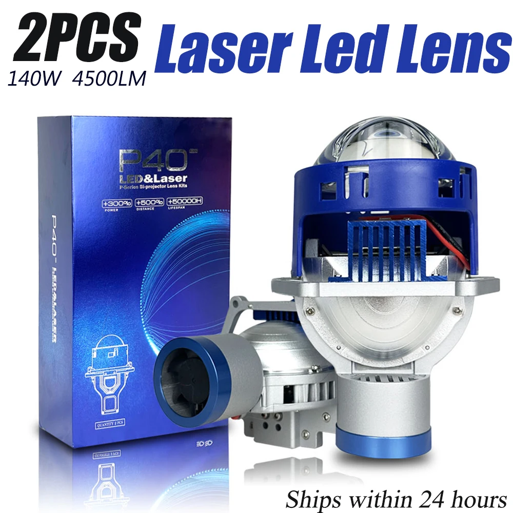 P40 Laser Headlight 3 inch Bi-Led Projector Lens Headlamp 140W 45000LM Hyperboloid LED Light Car HD Lenses Brackets Tuning Retro