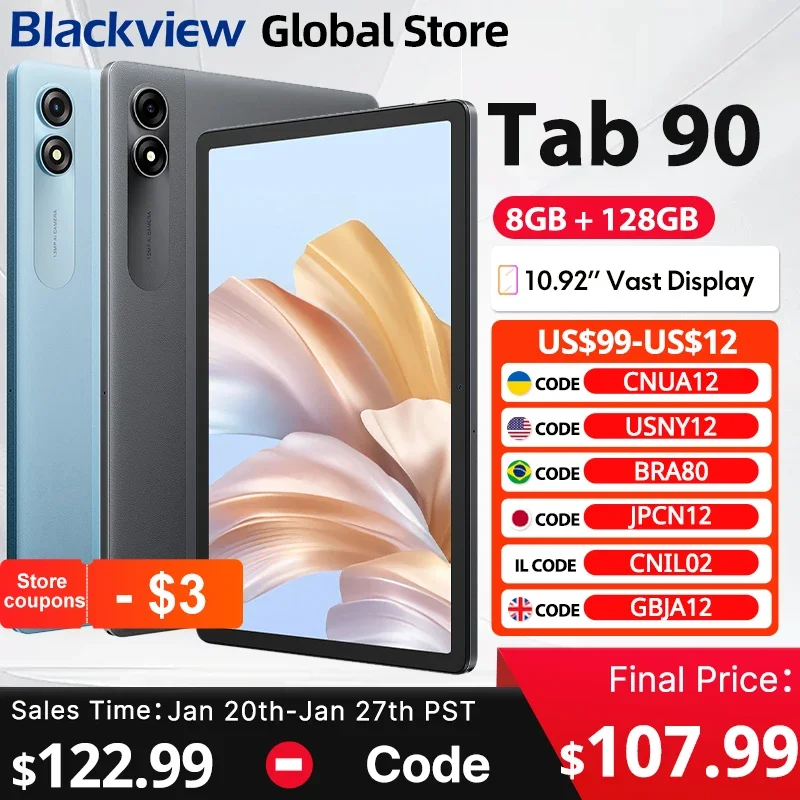 2025 Nieuwe Blackview Tab 90 4G-tablets 10,92-inch display 8 GB 128 GB Widevine L1 8200 mAh batterij Android 14 dubbele luidsprekers PC Pad