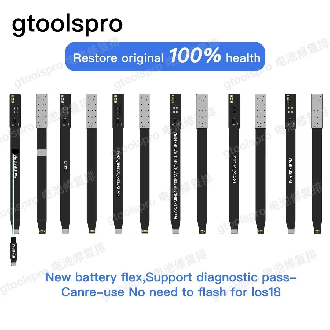 1/5Pcs gtoolspro battery repair flex cable recyclable Quickly change the battery health to 100% for iphone 11/12/13/14/15 series