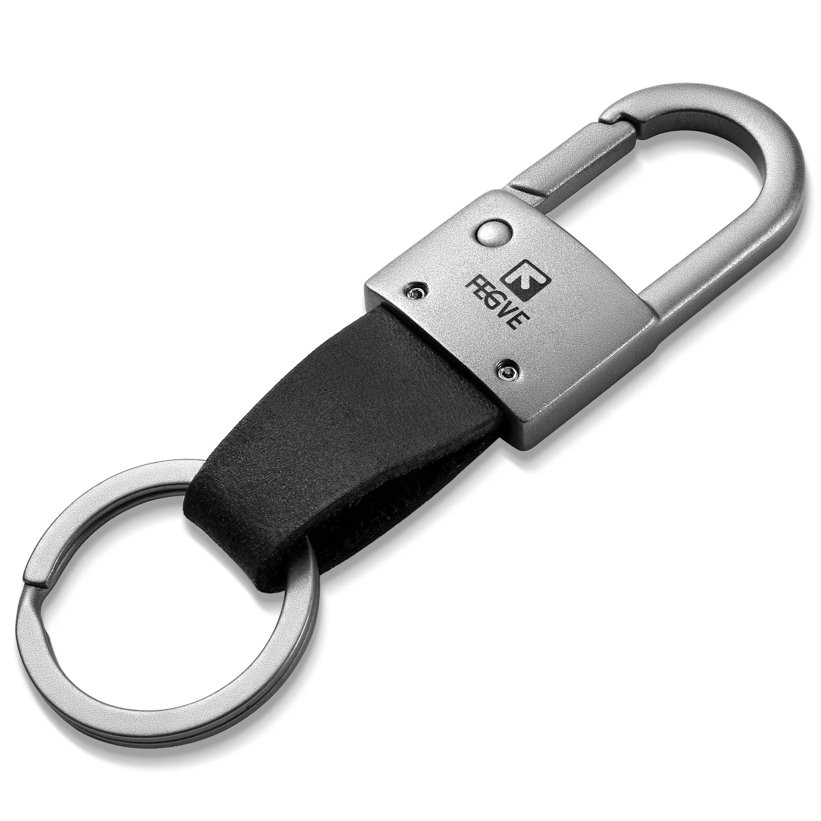 

TISUR titanium alloy car keychain, cowhide core layer of genuine leather pendant, classic titanium lock car keychain