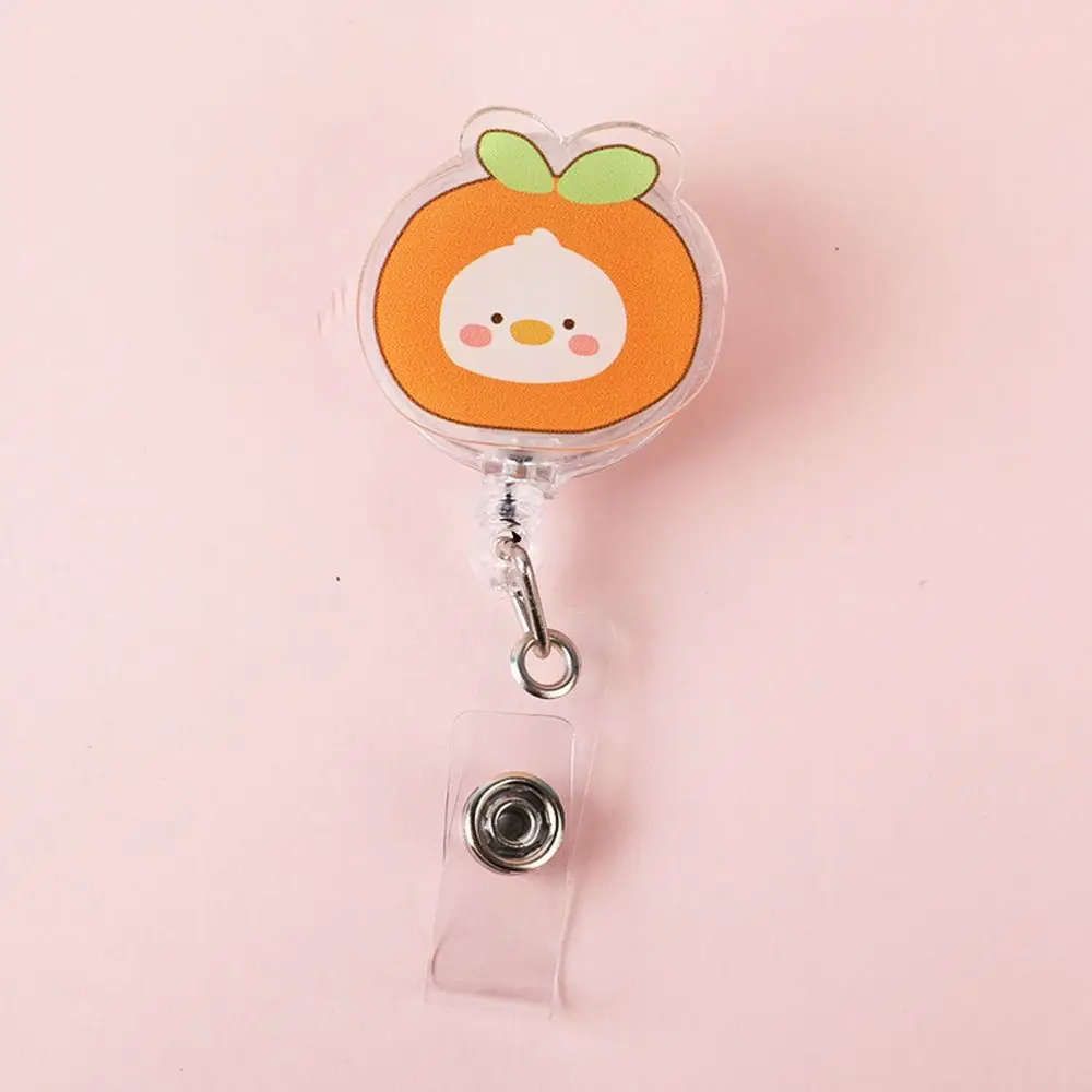 Easy To Pull Badge Holder Clips Name Card Exhibition Enfermera Retractable Badge Reel Cartoon Acrylic ID Card Holder
