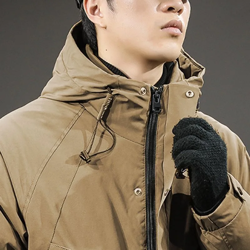 Winter Outdoor Windproof Hooded Workwear Down Jackets Men's Mountaineering and Skiing Sports Windbreakers Thick Outerwear Trend