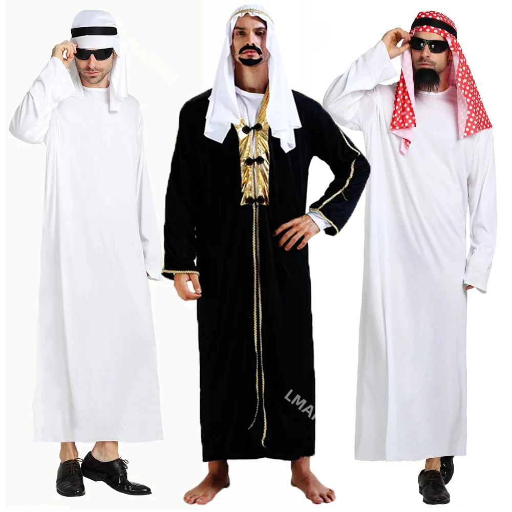 Men Arabia Arab Sheikh Costume Shepherd Arabian Prince Cosplay for Adult Fantasia Halloween Costumes