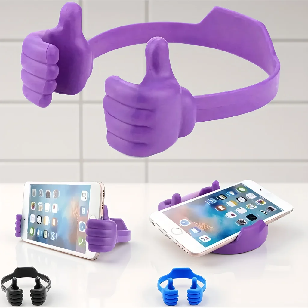 

Thumbs-up Shape Phone Stand, Adjustable Plastic Desktop Holder for iPhone Xiaomi Samsung, Multi Colors Portable