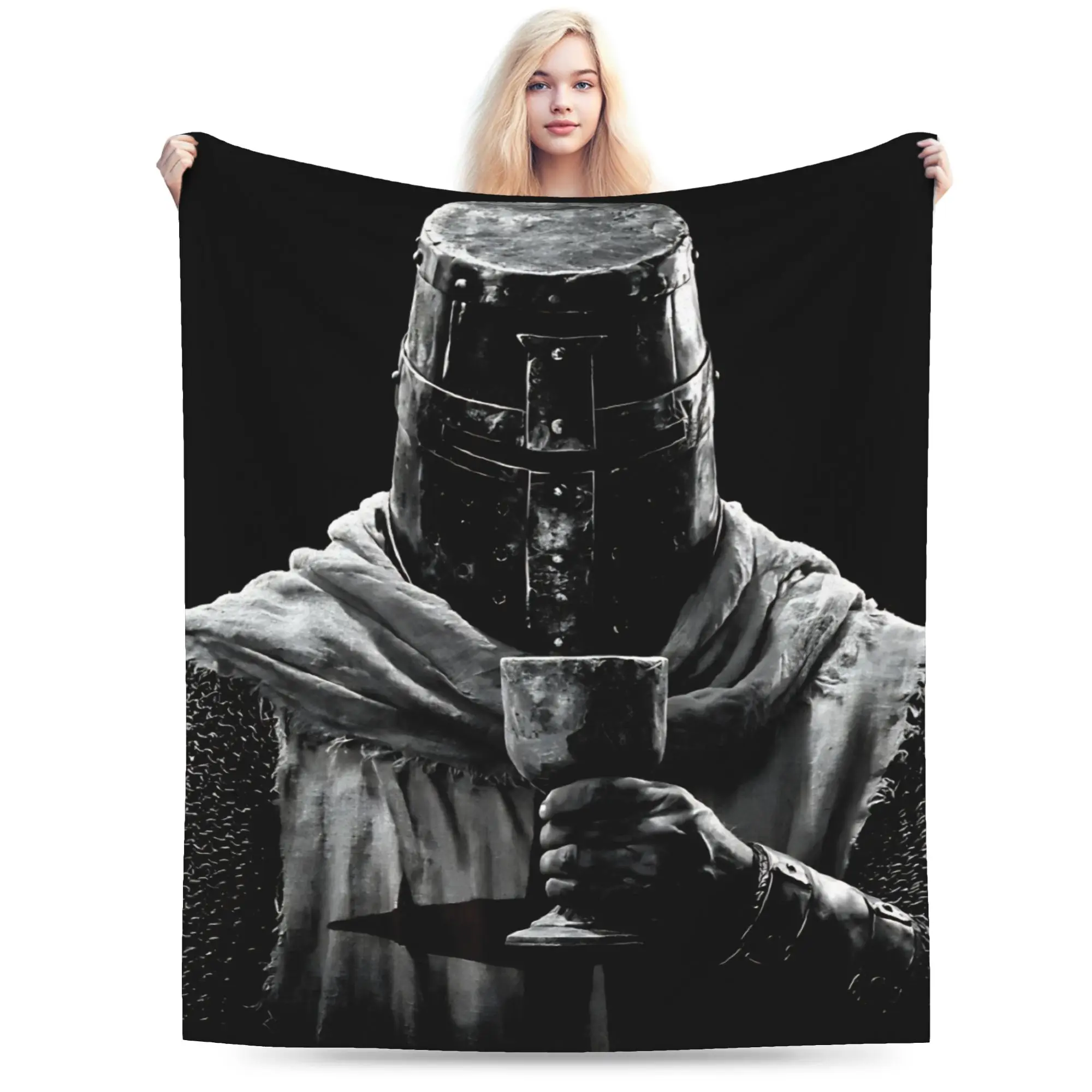 Warm Soft BlanketKids Picnic Knights Templar Cross Art Throw Blanket  Flannel Bedspread For Couch Chair Sofa Bed Sofa Bed Cover