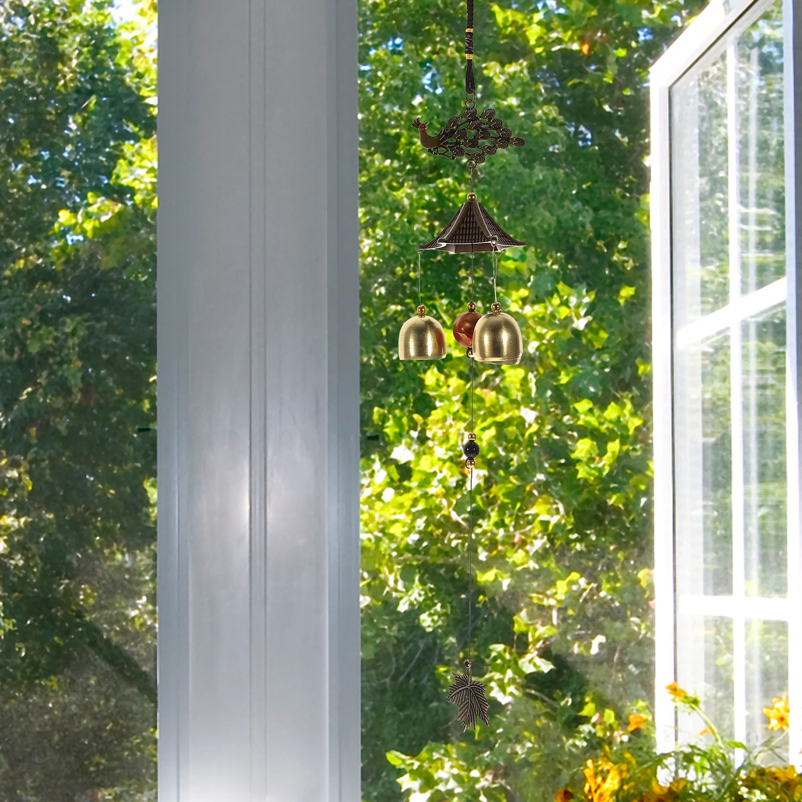 

Retro Peacock Wind Chimes Wood Deep Tone Sweet Sound Home Decoration Gift Access Love Safety Health Smooth Patio Porch