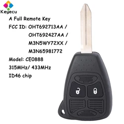 KEYECU Chiave remota 315 MHz / 433 MHz per Dodge Caliber Charger Avenger RAM 1500 2500 3500 Nitro Magnum Grand Caravan Durango Dakota