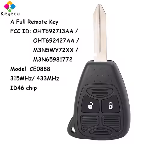 KEYECU 315MHz / 433MHz Remote Key for Dodge Caliber Charger Avenger RAM 1500 2500 3500 Nitro Magnum Grand Caravan Durango Dakota