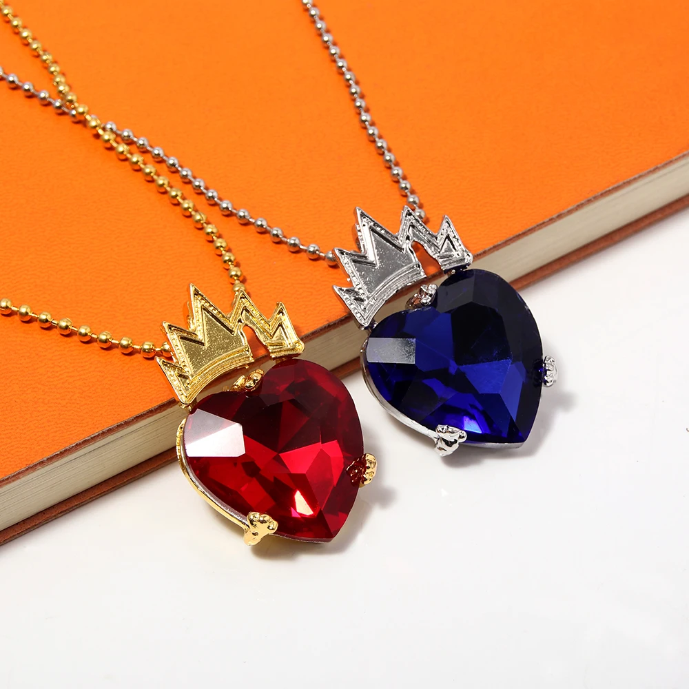 Movie Descendants Necklace Evie Fairest Red Heart Crown Pendant Necklace for Women Jewelrry Accessories