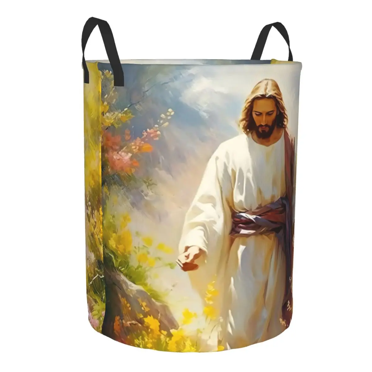 Custom Jesus Christ Laundry Basket Foldable Clothes Hamper for Baby Kids Toys Storage Bin