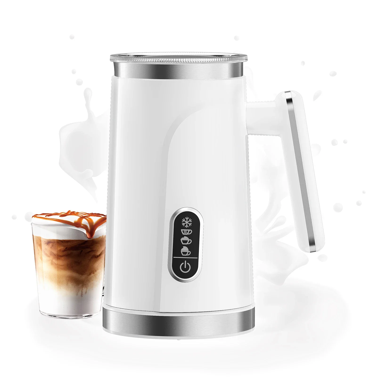 4-in-1 Milk Frother Warmer: Latte, Foam Maker, Hot Chocolates, Cappuccino