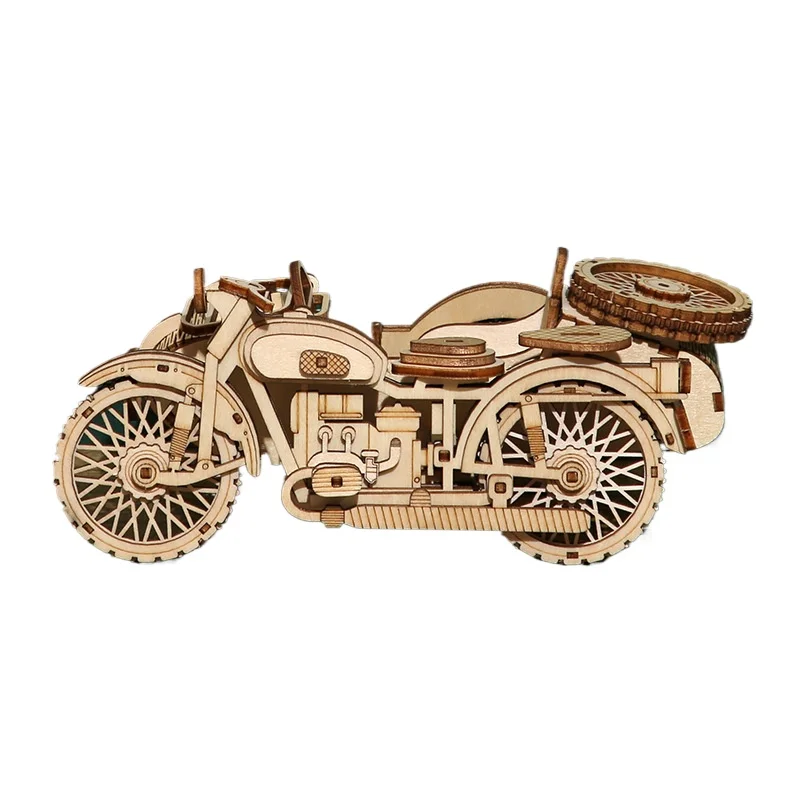 3D Wooden Puzzle Three-wheeled Motorboat Educational Toy Diy Handmade Ornaments