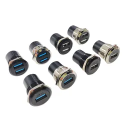10PCS panel openings, 24 metal circular D-shaped USB 2.0 3.0 single port double port female  socket waterproof joint