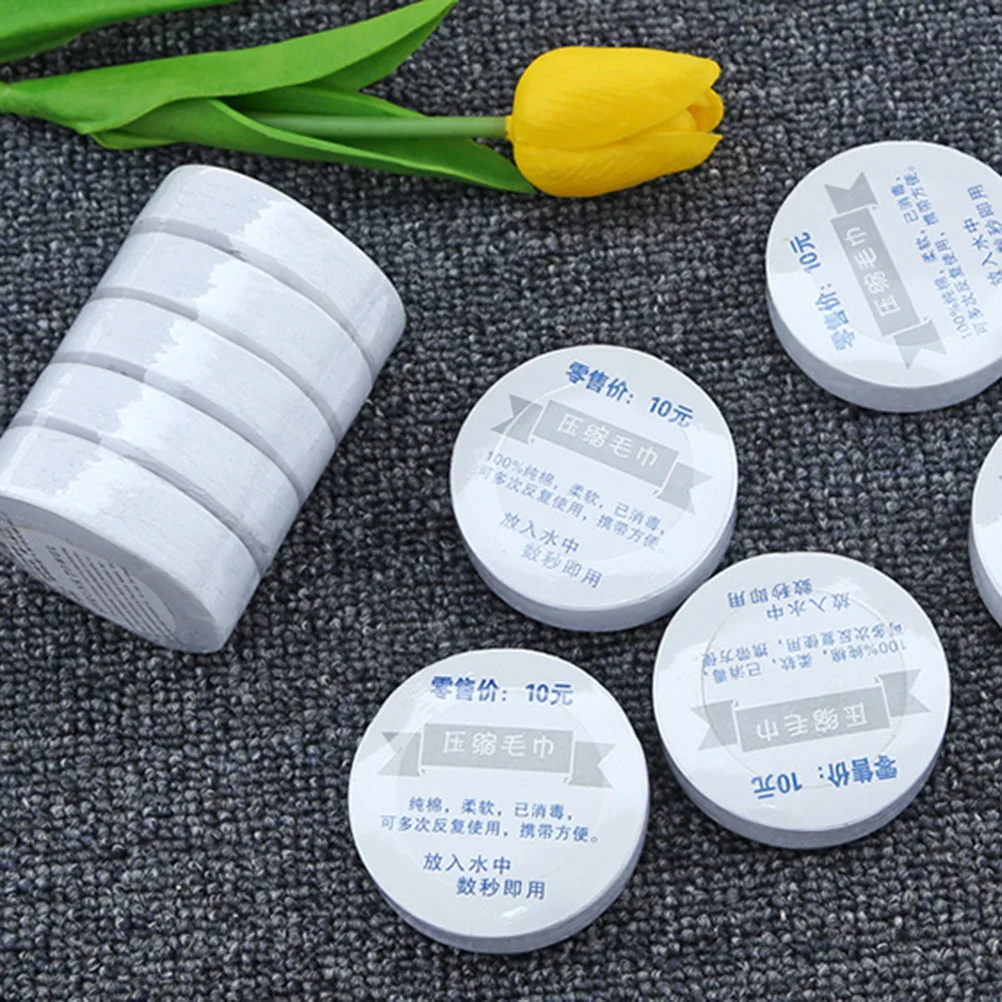 

5Pcs Compressed Towels Portable Soft Cotton Disposable Facial Cleansing Traveling High Absorption