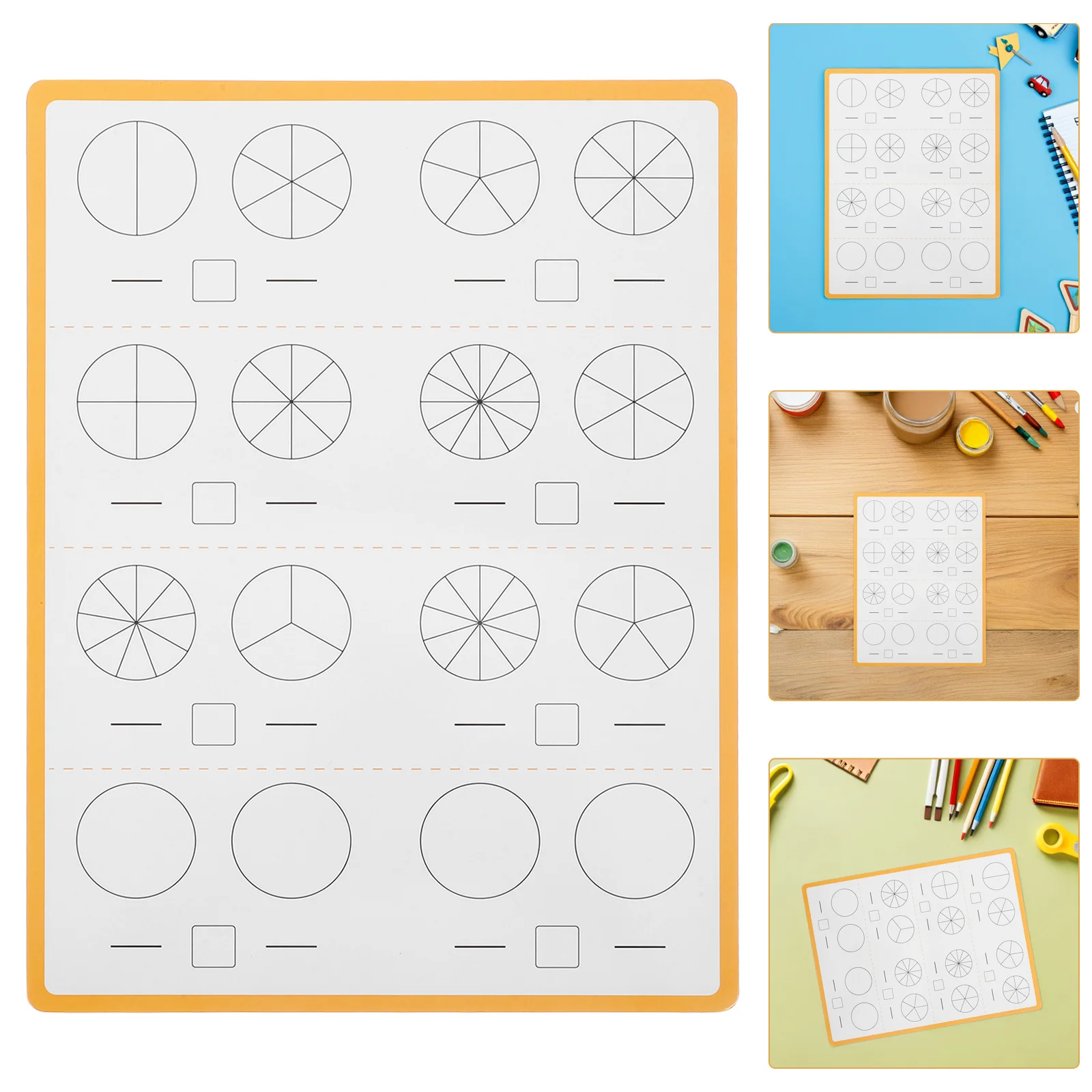

10pcs Dry Math Learning For Fraction Manipulative Sheets Dual Sided Math Learning Tools Reusable 11.2X8.2\