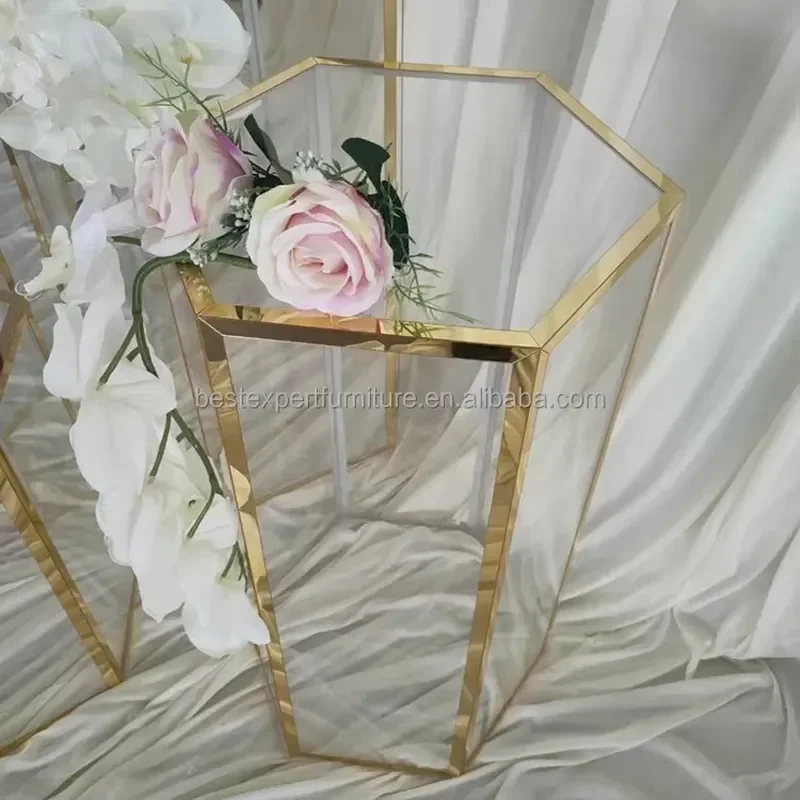 Hexagonal Transparent Acrylic Cake Stand Dessert Display Base Cylinder Bracket FT010 Clear Plastic Holder for Party Wedding