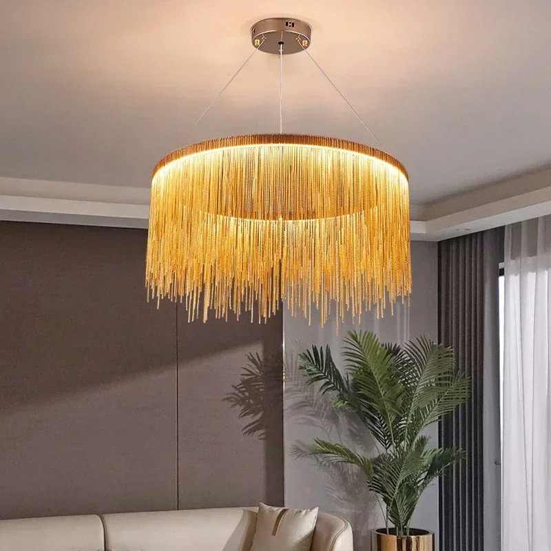 

Modern Art Decor Tassel Pendant Lamps Chain Chandelier for Bedroom Living Room Restaurant Lights Winfordo 110V / 220V