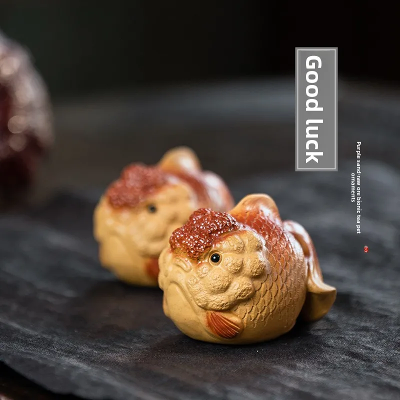 

Handmade Premium Purple Clay Tea Pet Fi Cute Cartoon Goldfi Aquarium Desktop Tea Play Ornament Luy Year Ahead