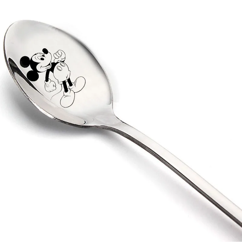 Mickey Minnie Mouse Stainless Steel Spoon new Disney Anime kawaii Figures ladle kids dessert Tableware Birthday Gifts Hot sales