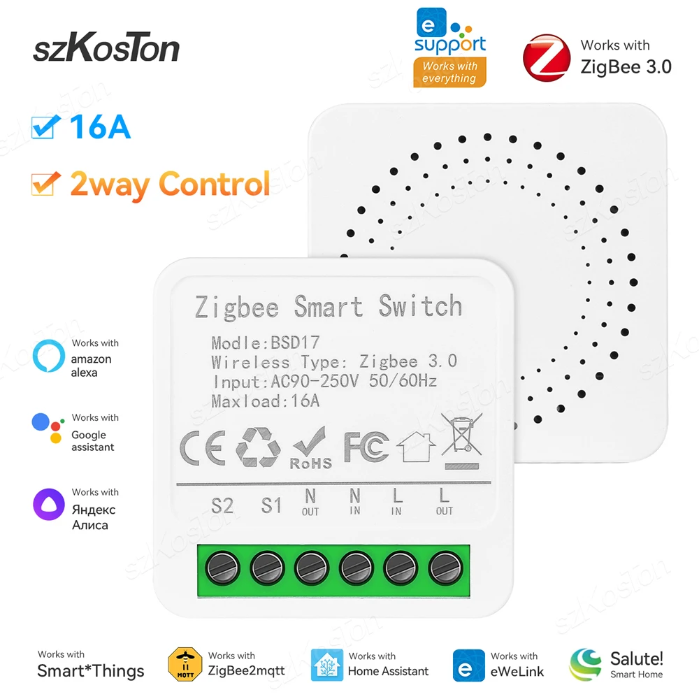 Aplikacja eWeLink Mini Zigbee3.0 inteligentny moduł przełączający obsługa 2-kierunkowego sterowania inteligentne domowe przełączniki DIY sterowanie głosem dla Alexa Google Alice