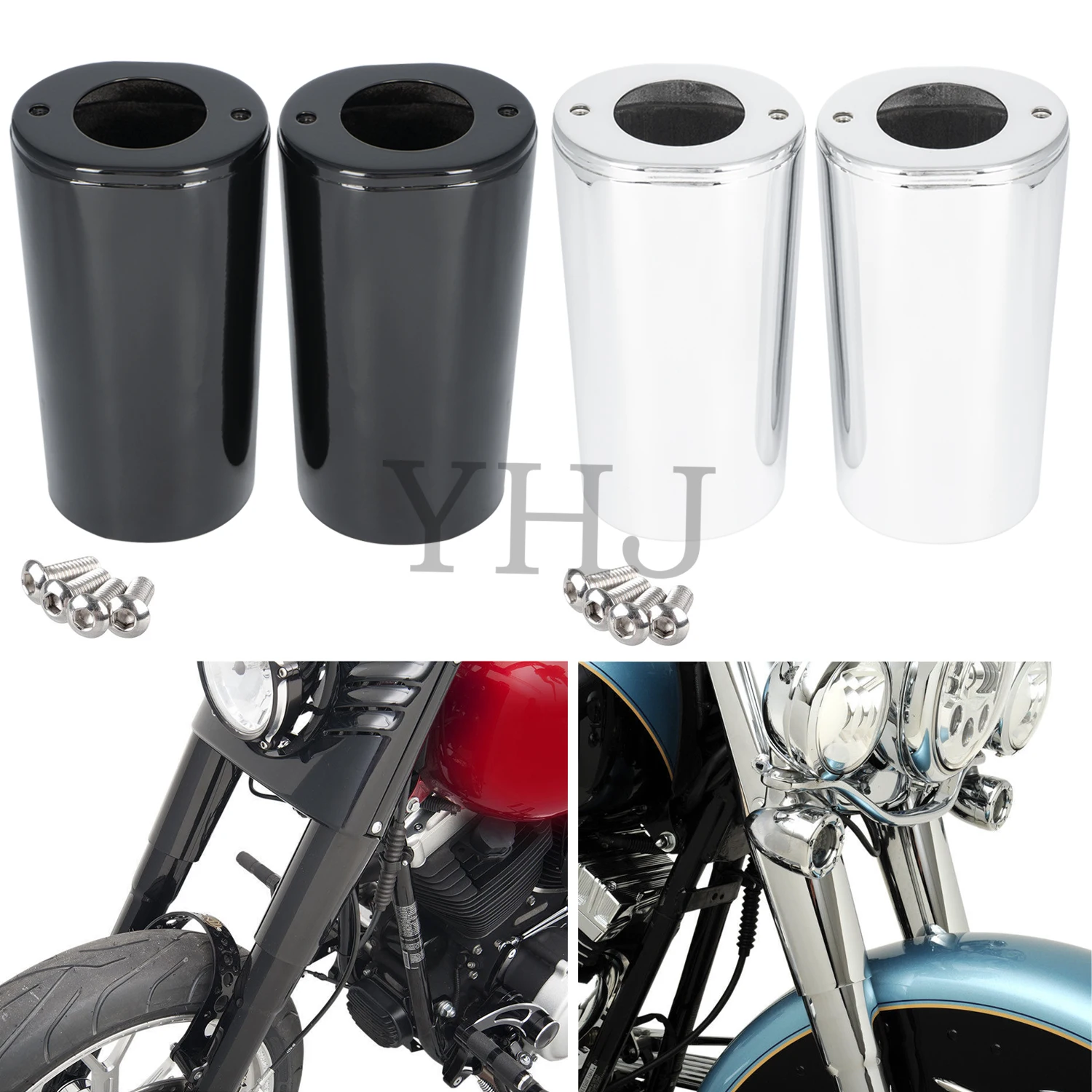 

Cowbell Fork Slider Covers For Harley Motorcycle Touring Electra Street Tour Glide Road King Softail Springer Classic 1984-2013